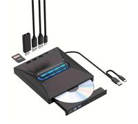 Unità CD/DVD esterna USB 3.0, hub for lettore CD/DVD+/- RW portatile di tipo C/lettore DVD, con lettore di schede SD, compa