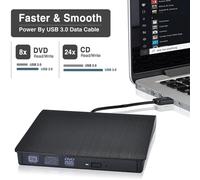 UnitÃ CD/DVD esterna USB 3.0, unitÃ ottica portatile compatibile con Windows 10/11, Mac, MacBook Pro/Air, iMac, colore nero.