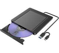Unità CD DVD esterne, lettore CD DVD +/-RW, USB 3.0, masterizzatore CD, masterizzatore CD, unità disco esterno compatibile con computer portatili e Mac, Windows 10/8/7 (ultra sottile)