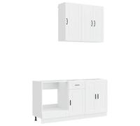 Unita Cucina PORTO 5 pz Bianco Lucido Legno Ingegnerizzato | Base e pensili componibili, ancoraggio a muro, piedi regolabili, finitura liscia, facile pulizia