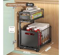 Unità di mensole Cucina Scaffale Organizer for mobiletto estraibile a 2 livelli, regolabile, for riporre gli utensili da Kitchen Counter, sotto il lavello, organizer for barattoli di spezie, cassetto
