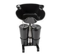 Unità di shampoo portatile in plastica con pompa elettrica con 2 secchi e tubi di scarico, regolabile in altezza per salone di bellezza/parrucchiere nero (48,5 x 37,5 x 30 cm)
