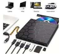 Unità DVD/CD esterna 7 in 1, masterizzatore DVD/CD con USB 3.0/2.0, USB-C, lettore di schede SD/TF, basta collegarla e utilizzarla.