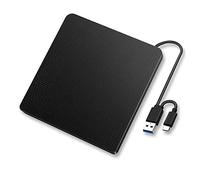Unità DVD CD Esterna Portatile, 2 in 1 USB3.0 e Tipo-C CD/DVD-RW Registratore Ottico CD Masterizzatore per Windows Linux Mac OS Compatibile con Macbook, Dell XPS, Surface Book,ASUS Zenbook(nero)