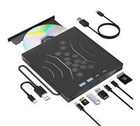 Unità DVD esterna 7 in 1, unità CD/DVD esterna per computer portatile, USB 3.0 e tipo C, unità disco CD/DVD +/-RW, masterizzatore CD/DVD CD-ROM, unità esterna per laptop desktop PC Windows 7/8/10/XP