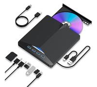 Unità DVD esterna 7 in 1, unità CD/DVD esterna per computer portatile, USB 3.0 e tipo C, unità disco CD/DVD +/-RW, masterizzatore CD/DVD CD-ROM, unità esterna per laptop desktop PC Windows 7/8/10/XP
