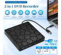 Unità DVD RW esterna USB 3.0 Tipo C Interfaccia 2 in 1 Masterizzatore DVD CD sottile Lettore Lettore Unità ottica per PC portatile
