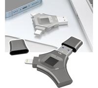 Unità flash USB con sblocco delle impronte digitali, protezione sicura con password disco USB 3 in 1, archiviazione crittografata per Android/cellulare/PC (6 x 6 x 0,6 cm), grigio + 256 g