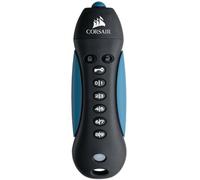 Corsair Flash Padlock 3, 64 GB Chiavetta USB 3.0 Sicura con Tastiera, Crittografia AES a 256 bit, Personalizzabile Cifre Identificazione, Il Rilevamento Integrato Antimanomissione, Nero/Blu