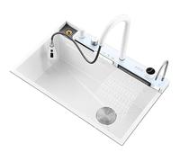 Unità Integrata Con Display Digitale Lavello Da Cucina Lavello A Vasca Singola Acciaio Inossidabile Grande Con Rubinetto Estraibile(75 * 46)