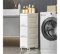 Unità portaoggetti sottile da bagno, carrello portaoggetti alto e sottile, salvaspazio, soluzione compatta per piccoli spazi