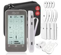 Unità TENS Deluxe e accessori. Stimolatore muscolare EMS per terapia antidolore, crescita muscolare e stimolatore elettrico. Dolore alla schiena e al collo, sciatica, dolore ai nervi