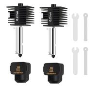 UniTak3D 2 PCS A1 Mini Hotend Ad Alta Temperatura 0.2mm Compatible with Bambu Lab A/A1 Mini Stampanti 3D Ugello in Acciaio Temprato+Blocco di Riscaldamento in Ottone Cromato con Calza in Silicone