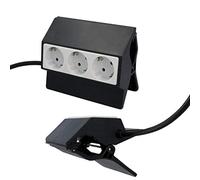Unitec 30893 Presa Cavo Spina di Alimentazione, 3 Prese, Supporto a Morsetto, Cl