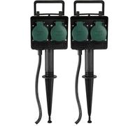 Unitec 44202 - Picchetto da giardino con doppia presa di corrente, cavo da 1,5 m (Confezione da 2)