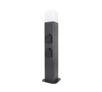 UNITEC Colonna da giardino in alluminio, con 2 prese Schuko e lampada, E27, IP44, per illuminazione esterna, distribuzione dell'alimentazione in giardino, 50 x 12 x 12 cm, antracite