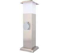 Unitec 44245 Colonna in Acciaio Inox con 2 Prese e Lampada Senza Cavo, Argento