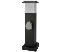 UNITEC Colonna in acciaio inox per esterni con copertura, 2 prese, distribuzione dell'energia per il giardino, protezione dagli spruzzi d'acqua IP 44, max. 3600 W, acciaio inox, nero