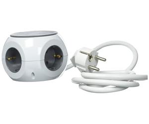 UNITEC Multipresa | 3 prese Schuko | 3 porte USB | Ciabatta elettrica a forma di cubo | Ideale per scrivania | Rivestimento antiscivolo | Bianco