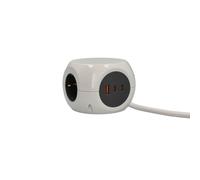 UNITEC Presa a cubo a 3 prese con USB-A e 2 USB-C, Power Delivery, funzione di ricarica rapida GaN, 3680 W, cavo da 1,4 m, compatto, maggiore protezione da contatto, con cuscinetto adesivo, bianco