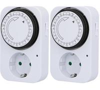 UNITEC Timer Settimanale Meccanico Interni IP20 Analogico Bianco 2 Ore Regolabile (Confezione da 2)