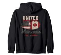 United Beyond Borders USA Canada Due Nazioni Felpa con Cappuccio