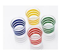 UNITED COLORS OF BENETTON. BE070 Set 4 pezzi bicchieri d'acqua 0,345 l vetro righe multicolore casa Benetton, Glass