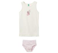 United Colors of Benetton Comp(Canotta+Slip) 3ZQM0K02F Intimo, Bianco, 110 Bambina