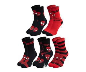 United Labels 5 Paia di Calzini Uomo Marvel Spiderman Nero Rosso 40-45 Calze Uomo, Nero/Rosso, 40-45