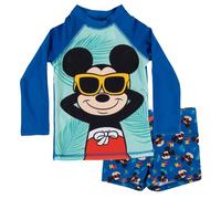 United Labels Disney Mickey Mouse, costume da bagno in due pezzi, protezione UV 50, per ragazzi, blu, costume da bagno per bambini con maglietta e costume da bagno