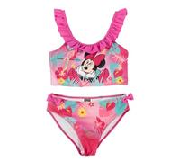 United Labels Disney Minnie Mouse bikini bambina con volant, rosa rosso, costume da bagno in due pezzi, costume da bagno per bambini, Colore: rosa., 122 cm-128 cm