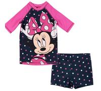 United Labels Disney Minnie Mouse Costume da bagno in due pezzi, protezione UV 30, per ragazze, blu rosa, costume da bagno per bambini con maglietta e costume da bagno, blu/rosa, 122 cm-128 cm