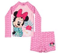 United Labels Disney Minnie Mouse - Costume da bagno in due pezzi, protezione UV 30, per ragazze, rosa, costume da bagno per bambini con camicia e costume da bagno, Colore: rosa., 122 cm-128 cm