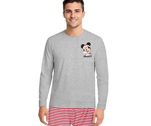 United Labels Disney Pigiama Mickey Mouse per Uomini, Grigio Rosso, Set Completo, Pigiama per Natale, grigio/rosso, L