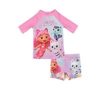 United Labels Gabby's Dollhouse, costume da bagno in due pezzi, protezione UV 30, per ragazze, rosa, viola, costume da bagno per bambini con camicia e costume da bagno