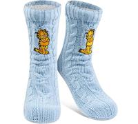 United Labels Garfield - Calzini da casa a maglia, con fodera in sherpa, per donna, morbidi, invernali, caldi, taglia unica, colore blu, Blu, 38-43