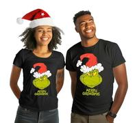 United Labels Grinch - Maglietta unisex Merry Grinchmas, colore nero, girocollo, maglietta a maniche corte per uomo e donna, Nero , XXL