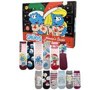 United Labels I Puffi Calendario dell'Avvento con 12 paia di calzini da donna, taglia 35-41, calendario con sneakers e calzini lunghi, calendario natalizio regalo