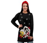 United Labels Looney Tunes Abito lavorato a maglia per donna, Sylvester e Tweety, Nero, Abito a maniche lunghe, Abito invernale, Nero , L