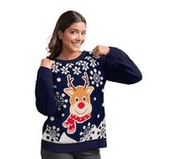 United Labels Maglione invernale con renne, Ugly Sweater per donne, design renne in blu e bianco, felpa, 100% poliacrilico, Blu, XXL
