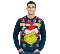 United Labels Maglione natalizio Grinch per uomo e donna, blu, Who Me Grinchy, maglione invernale lavorato a maglia, maglione unisex, Blu, S
