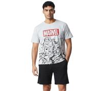 United Labels Marvel - Pigiama da uomo corto, colore: grigio e nero, set in cotone, pigiama da uomo, grigio., XL