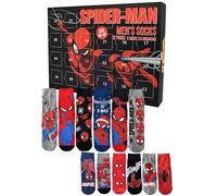 United Labels Marvel Spiderman Calendario dell'Avvento con 12 paia di calzini da uomo, taglia 40-45, calendario con sneakers e calzini lunghi, calendario natalizio regalo