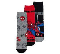 United Labels Marvel Spiderman - Calzini per bambini, calzini da ginnastica per bambini, calzini per bambini, grigio/nero/rosso (confezione da 3), Grigio/Nero/Rosso, 27-30