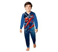 United Labels Marvel Spiderman - Pigiama da ragazzo, blu, in pile, a maniche lunghe, con pantaloni, pigiama intero, tuta da notte per bambini, Blu, 122-128