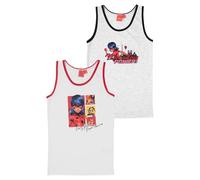 United Labels Miraculous Canottiera intima per ragazze - Ladybug Bambini Canottiera Intimo Bianco/Grigio (confezione da 2), bianco/grigio, 122 cm-128 cm