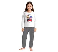 United Labels Miraculous Pigiama per Bambina - Set Pigiama per Bambini a Maniche Lunghe con Pantaloni Bianco/Grigio (DE/NL/SE/PL, numerico, 122, 128, Regolare, Bianco/Grigio)