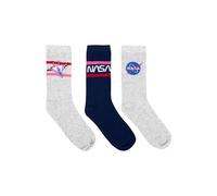 United Labels NASA - Calzini da donna per sneaker, colore grigio/blu (confezione da 3), grigio/blu, 35-38