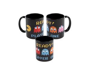 United Labels Pac-Man - Tazza 320 ml, Ready! Player One nero, tazza da caffè in ceramica