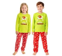 United Labels Pigiama Grinch per Bambine e Bambini, Verde Rosso, 98-104, Pigiama Lungo per Bambini, Pigiama Invernale di Natale